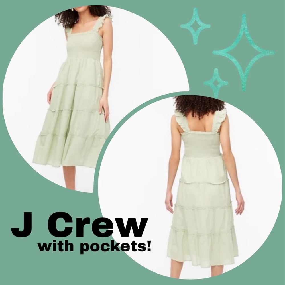 J Crew Smocked Tiered Dress
